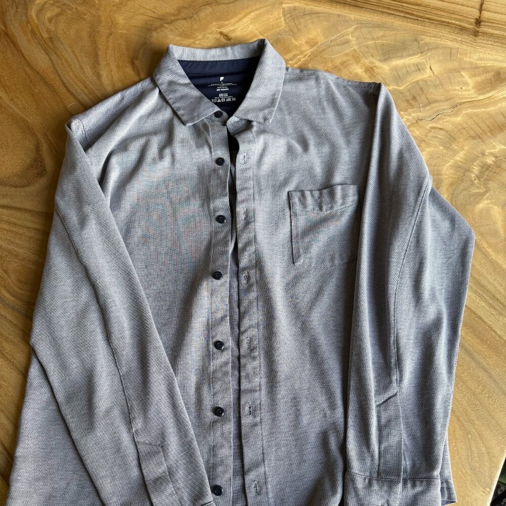 Fabletics Men's Navy Performance Button Up Shirt … - image 1